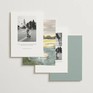 This is a lake save the date with standard by Teju Reval called dreamy pond printing on signature in standard