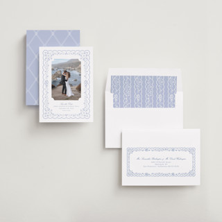 This is a something blue save the date with standard by Erin L. Wilson called tillie printing on recycled smooth signature in standard