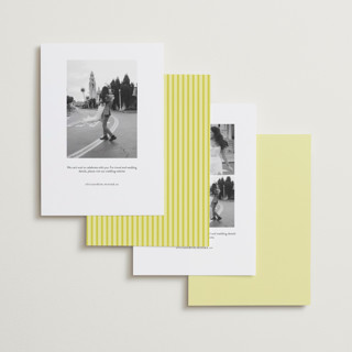 This is a sunline save the date with standard by Pixel and Hank called metro printing on recycled smooth signature in standard