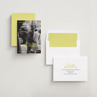 This is a sunline save the date with standard by Pixel and Hank called metro printing on recycled smooth signature in standard
