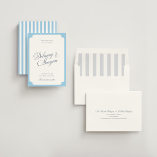 This is a aquatic save the date with standard by Cass Loh called classic bold border printing on signature in standard