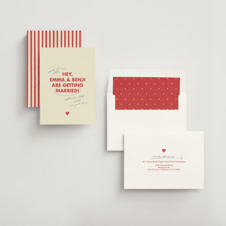 This is a latte save the date with standard by Helena Vitto called love note printing on signature in standard