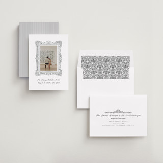 This is a diamond save the date with standard by Jenna Holcomb called sketched frame printing on recycled smooth signature in standard