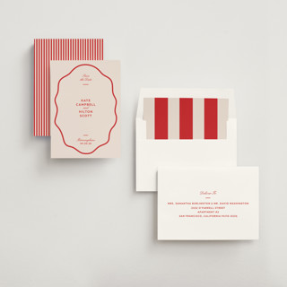 This is a cherry save the date with standard by Megan Davis called croquet printing on signature in standard
