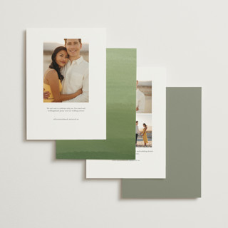 This is a garden save the date with standard by Leah Bisch called verdure printing on signature in standard