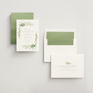 This is a garden save the date with standard by Leah Bisch called verdure printing on signature in standard