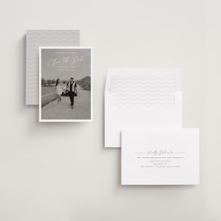 This is a bianco save the date with standard by Pati Cascino called toulon printing on recycled smooth signature in standard