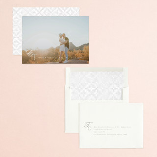 This is a quartz save the date with standard by Kristie Kern called whispered printing on recycled smooth signature in standard