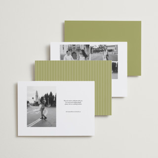 This is a olive save the date with standard by Ellen Schlegelmilch called rory printing on recycled smooth signature in standard