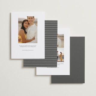 This is a snowfall save the date with standard by Lauren Chism called subtle rise printing on recycled smooth signature in standard