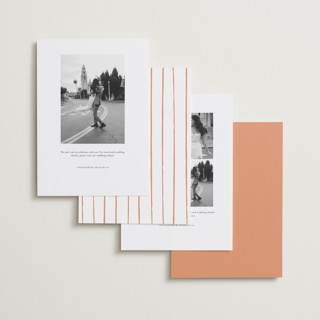 This is a peach save the date with standard by AK Graphics called flourishing printing on recycled smooth signature in standard