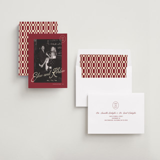 This is a campari save the date with standard by Susan Zinader called cocktail hour printing on recycled smooth signature in standard