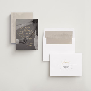 This is a wheat save the date with standard by AK Graphics called twirl printing on recycled smooth signature in standard