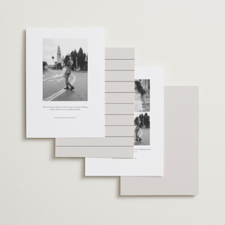 This is a tan save the date with standard by Ashley Iwafuchi called sweet snapshot printing on recycled smooth signature in standard
