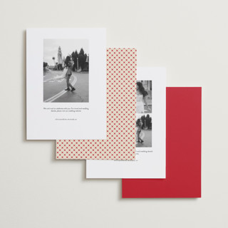 This is a crimson save the date with standard by Vera Lim called poster. printing on recycled smooth signature in standard