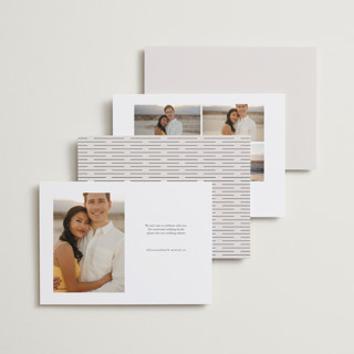 This is a ivory save the date with standard by Pixel and Hank called all stacked up printing on recycled smooth signature in standard