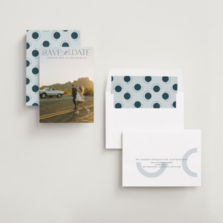 This is a sky save the date with standard by Maja Cunningham called prose printing on recycled smooth signature in standard