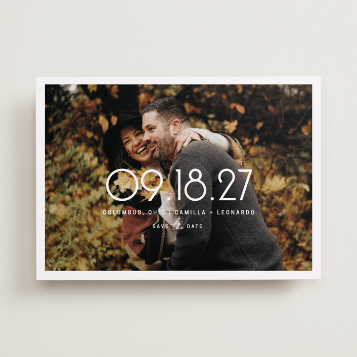"Presenting" - Save The Date Cards in Snow by Lisa Assenmacher.