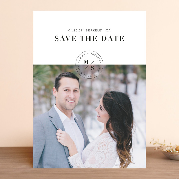 "Simple Stamp" - Save The Date Cards in Ivory by Becca Thongkham.