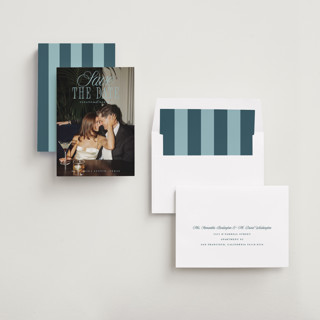 This is a capri save the date with standard by Maria Alou called his & hers printing on recycled smooth signature in standard