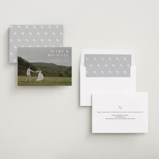 This is a ivory save the date with standard by Juneau Designs called hold tight printing on recycled smooth signature in standard