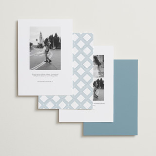 This is a sky save the date with standard by Kristie Kern called boucle printing on recycled smooth signature in standard