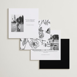 This is a onyx save the date with standard by Benita Crandall called chic square printing on recycled smooth signature in standard