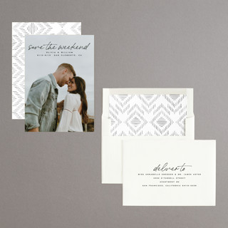 This is a onyx save the date with standard by Owl and Toad called weekenders printing on recycled smooth signature in standard