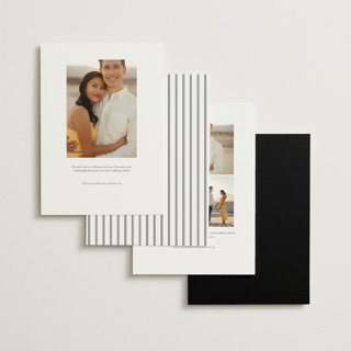 This is a noir save the date with standard by Amy Kross called overlapping printing on signature in standard