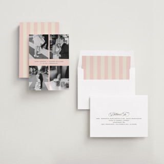 This is a pink grapefruit save the date with standard by Kristie Kern called toast printing on recycled smooth signature in standard