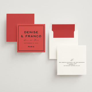 This is a vermillion save the date with standard by Ani Somi called parfum printing on signature in standard