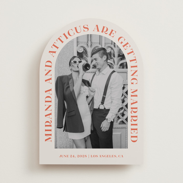 "Surrounding" - Save The Date Cards in Persimmon by Sarah Cohn.