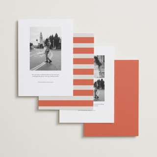 This is a persimmon save the date with standard by Sarah Cohn called surrounding printing on recycled smooth signature in standard