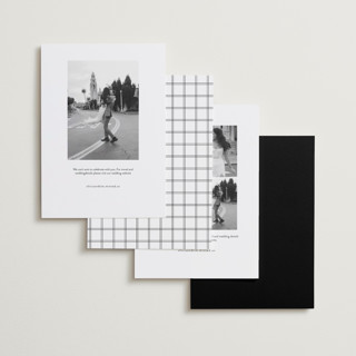 This is a snow save the date with standard by Pixel and Hank called gaze printing on recycled smooth signature in standard