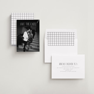 This is a snow save the date with standard by Pixel and Hank called gaze printing on recycled smooth signature in standard