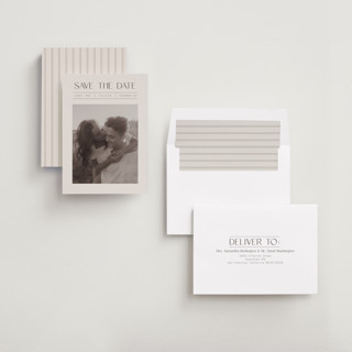 This is a mist save the date with standard by Christy Hy Lee called you and me printing on recycled smooth signature in standard