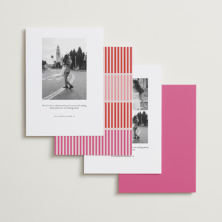 This is a rose save the date with standard by letterfix called ensemble printing on recycled smooth signature in standard