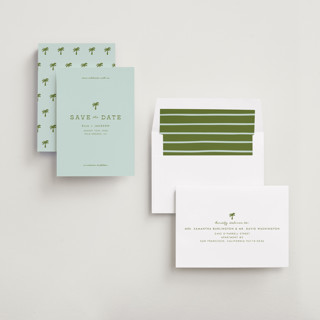 This is a ocean save the date with standard by Olivia Goree called vacation printing on signature in standard