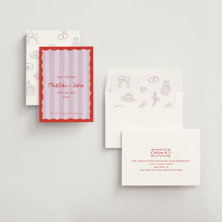 This is a ruby save the date with standard by Pink House Press called paris printing on signature in standard