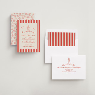 This is a lobster save the date with standard by Jackie Crawford called kitty hawk printing on signature in standard