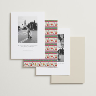 This is a ivory save the date with standard by Sherley Ferreira called mughal gardens printing on recycled smooth signature in standard