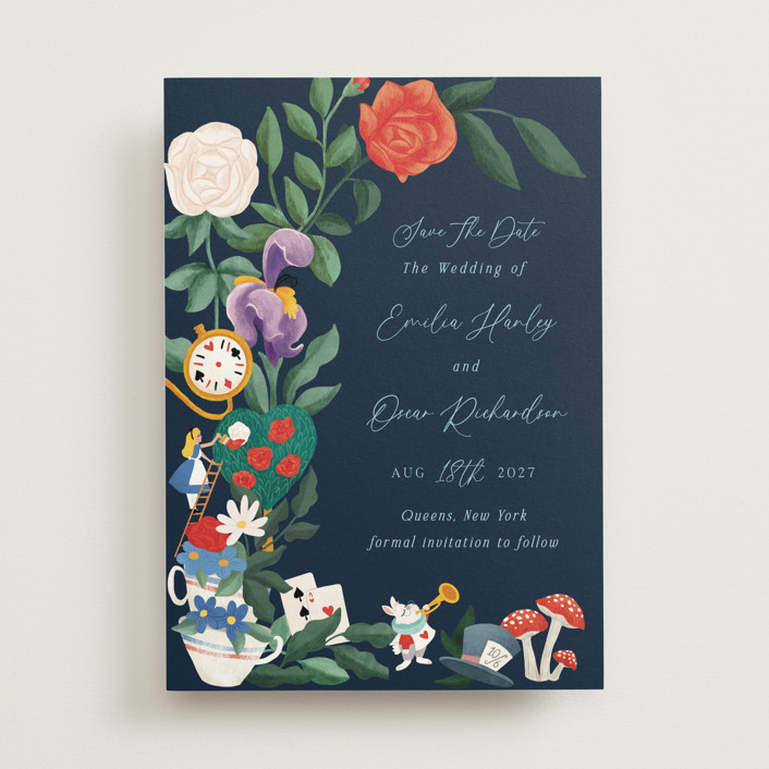 "A Garden Tea Party" - Bohemian Save The Date Cards in Evening by Elly.