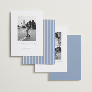 This is a periwinkle save the date with standard by Hooray Creative called twin border printing on recycled smooth signature in standard