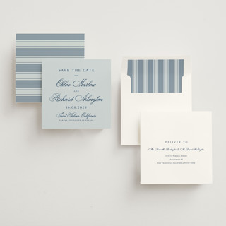This is a sky save the date with standard by Kelly Schmidt called landscape script printing on signature in standard