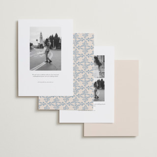 This is a dusty blue save the date with standard by Lucia Saisse called happy day printing on recycled smooth signature in standard