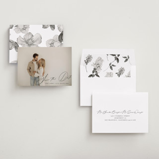 This is a inked save the date with standard by Design Lotus called symphony us printing on recycled smooth signature in standard