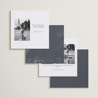 This is a slate save the date with standard by Meggy Masters called vintage take printing on recycled smooth signature in square