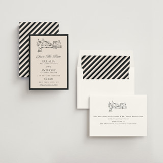 This is a halo save the date with standard by Teju Reval called nyc skyline printing on signature in standard
