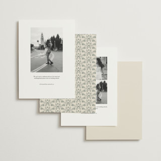 This is a cream save the date with standard by Sherley Ferreira called tahoe lake printing on signature in standard