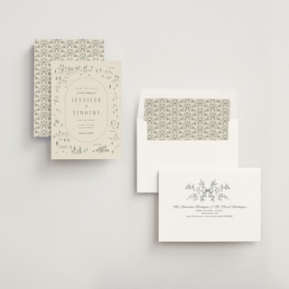 This is a cream save the date with standard by Sherley Ferreira called tahoe lake printing on signature in standard